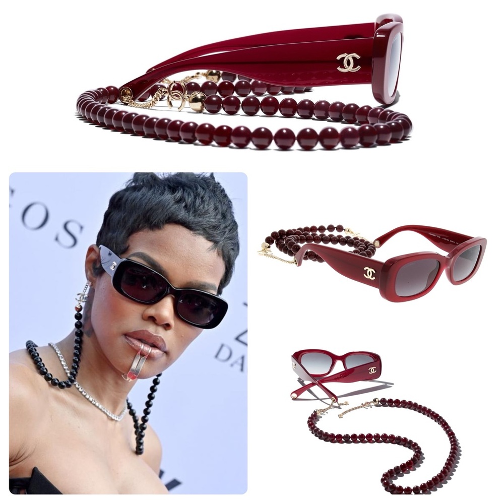 Chanel $1375 Retail Pearl Chain Sunglasses